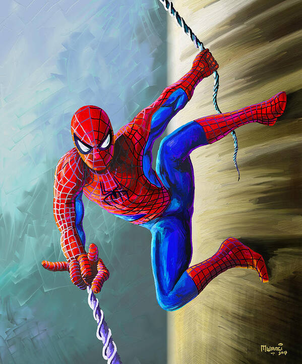 Hero Poster featuring the painting Spiderman by Anthony Mwangi