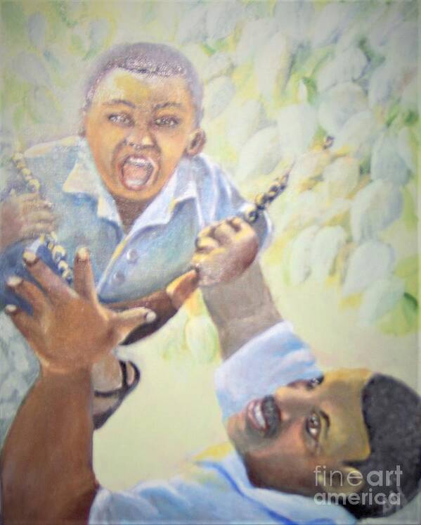 African-american Poster featuring the painting Squeals of Joy by Saundra Johnson