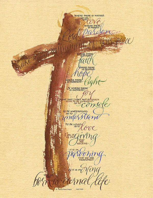 Bible Poster featuring the painting St Francis Peace Prayer by Judy Dodds