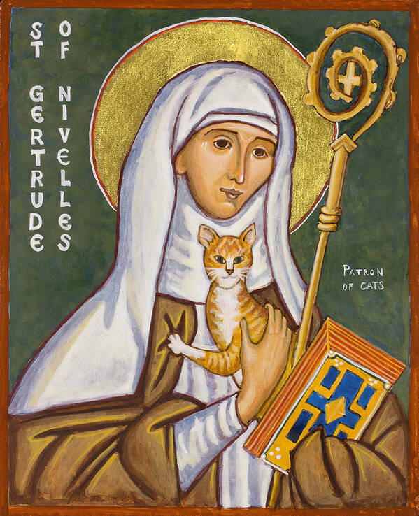 Icons Poster featuring the painting St. Gertrude of Nivelles Icon by Jennifer Richard-Morrow