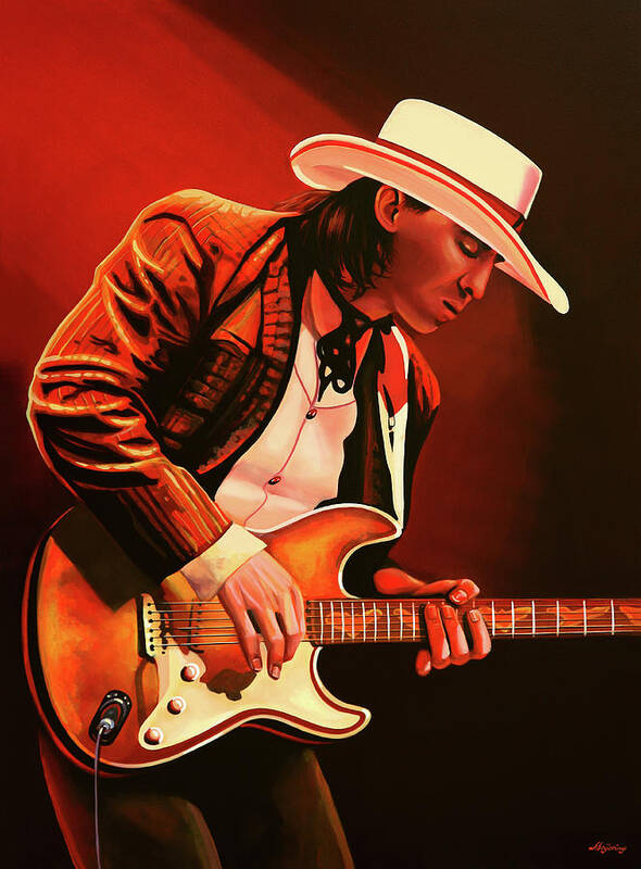 Stevie Ray Vaughan Poster featuring the painting Stevie Ray Vaughan painting by Paul Meijering