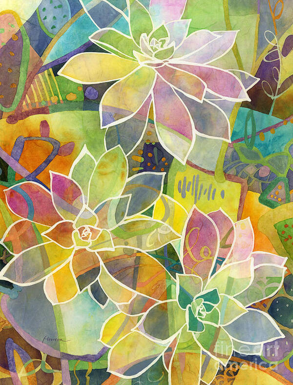 Succulent Poster featuring the painting Succulent Mirage 1 by Hailey E Herrera