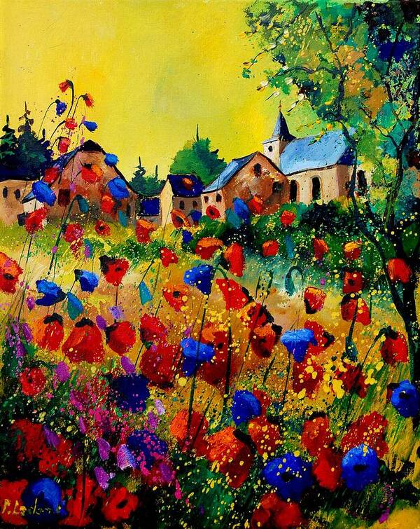 Poppy Poster featuring the painting Summer in Sosoye by Pol Ledent