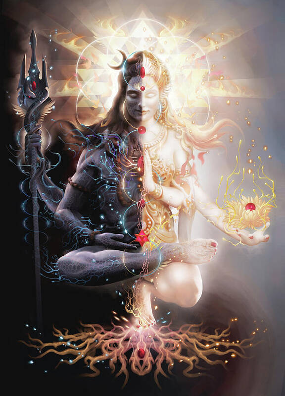 Ardhnarishwar Poster featuring the digital art Tantric Marriage by George Atherton