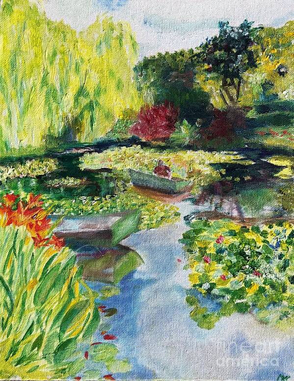 Giverney Poster featuring the painting Tending the Pond by Kate Conaboy