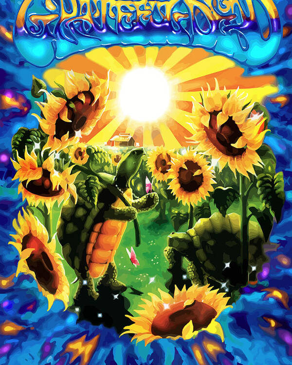 Grateful Dead Poster featuring the digital art Terrapin Sun Flowers by The Turtle