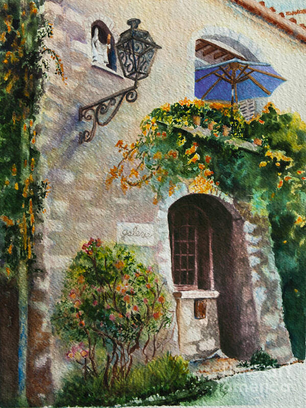 Umbrella Poster featuring the painting The Blue Umbrella by Karen Fleschler