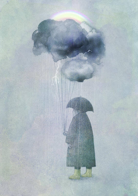 Clouds Poster featuring the painting The Cloud Seller by Eric Fan