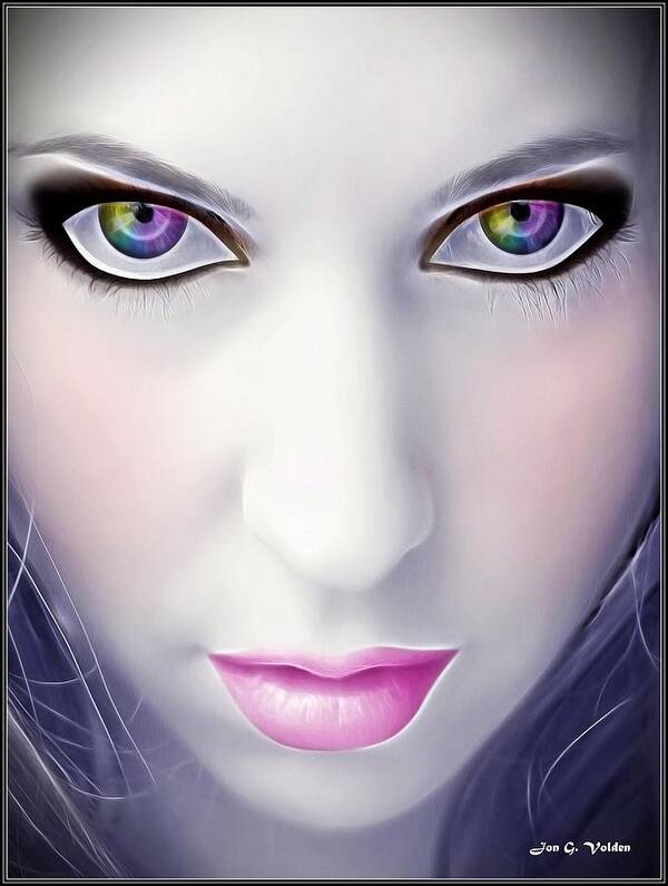 Fantasy Poster featuring the painting The Eyes Of A Fairy by Jon Volden