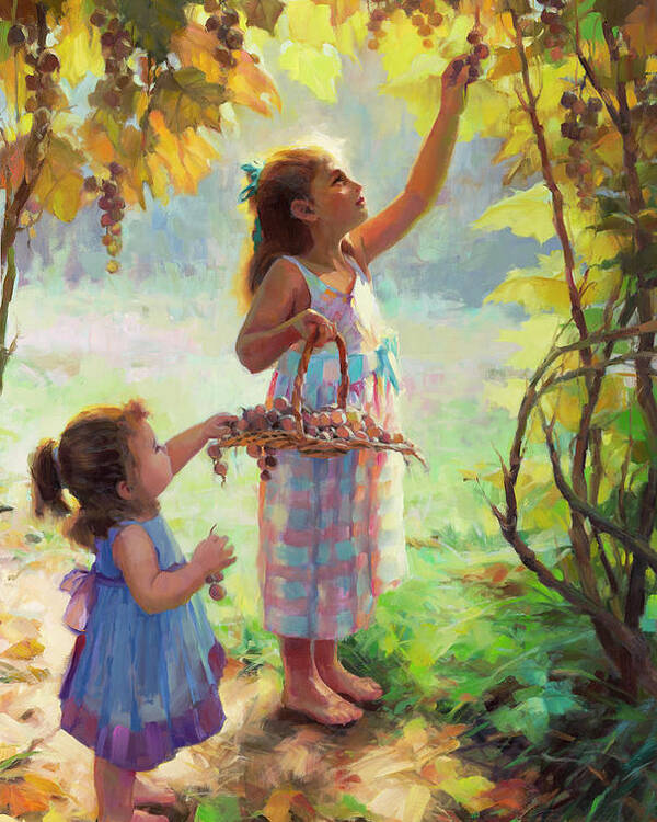 Vineyard Poster featuring the painting The Harvesters by Steve Henderson