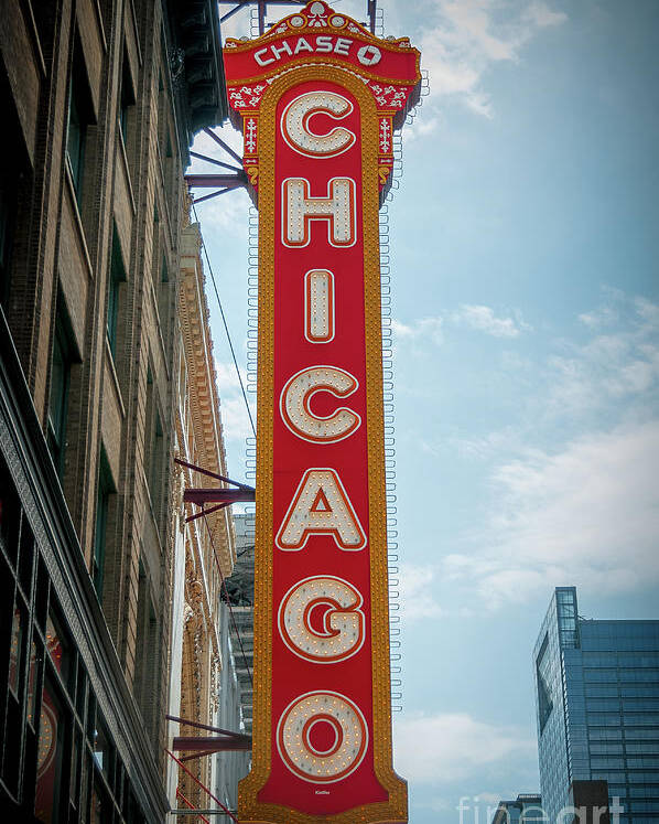Art Poster featuring the photograph The Iconic Chicago Theater Sign by David Levin