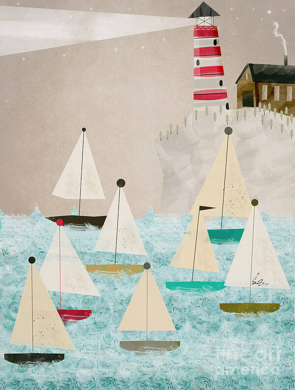 Sailing Poster featuring the painting The Lighthouse by Bri Buckley