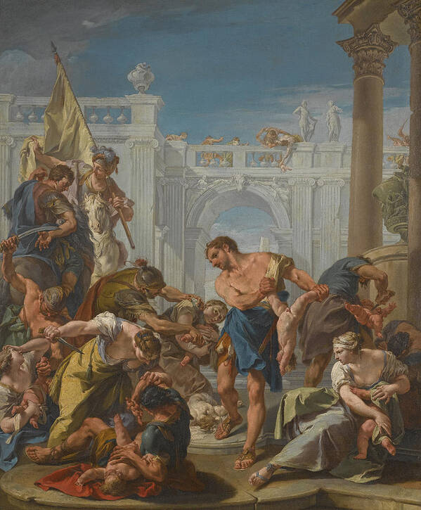 Giambattista Pittoni Poster featuring the painting The Massacre of the Innocents by Giambattista Pittoni