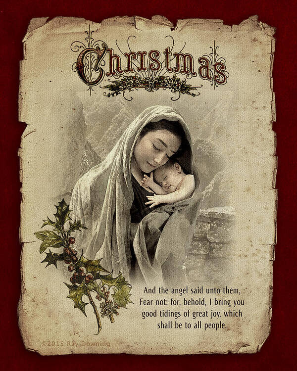 Christmas Poster featuring the digital art The Nativity by Ray Downing