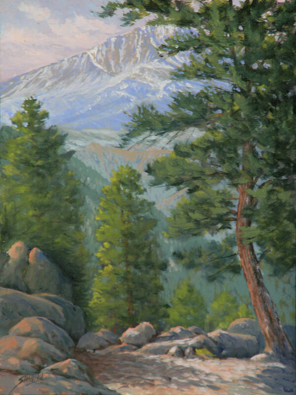 Pikes Peak Poster featuring the painting The Overtlook 110607-129 by Kenneth Shanika