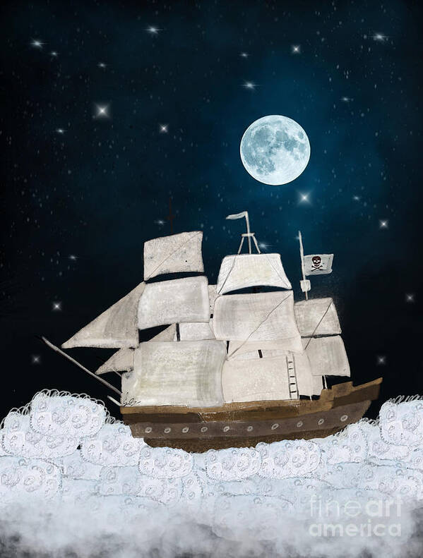 Pirates Poster featuring the painting The Pirate Ghost Ship by Bri Buckley