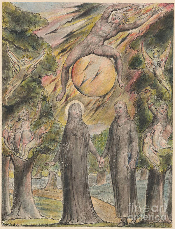 William Blake Poster featuring the painting The Sun in his Wrath by MotionAge Designs