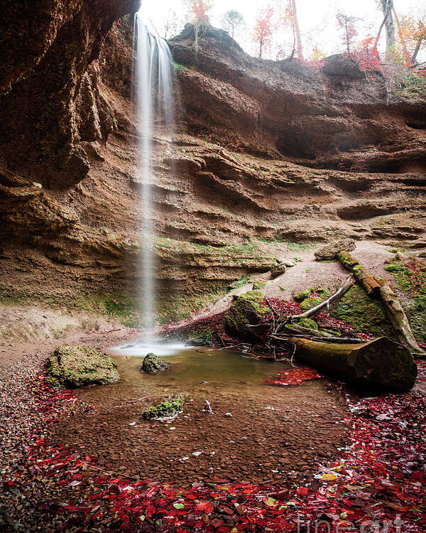 Autumn Poster featuring the photograph The Tiny Waterfall by Hannes Cmarits