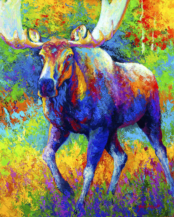 Moose Poster featuring the painting The Urge To Merge - Bull Moose by Marion Rose