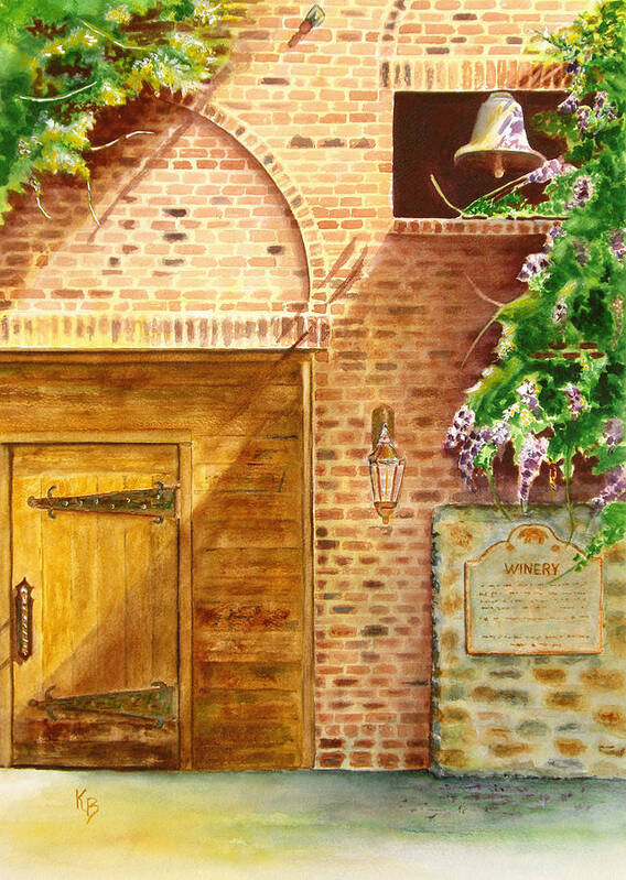 Winery Poster featuring the painting The Winery by Karen Fleschler