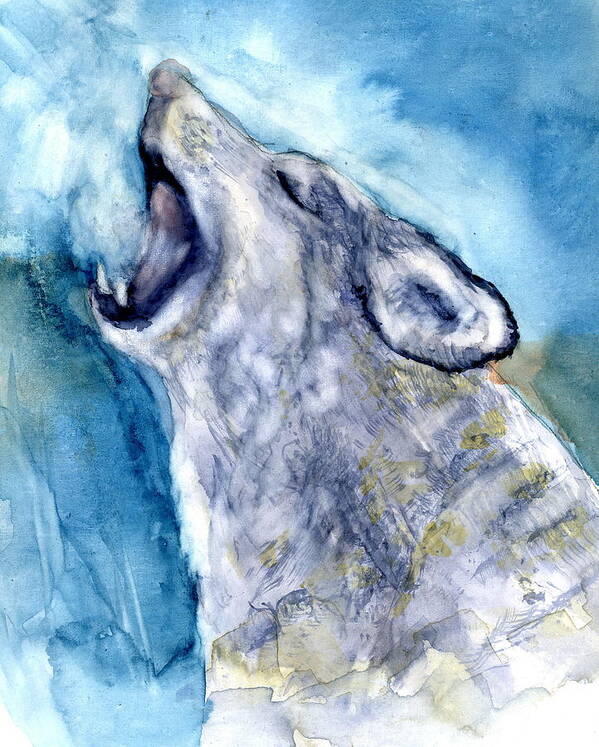 Wolf Poster featuring the painting The Wolf Howls by Marilyn Barton