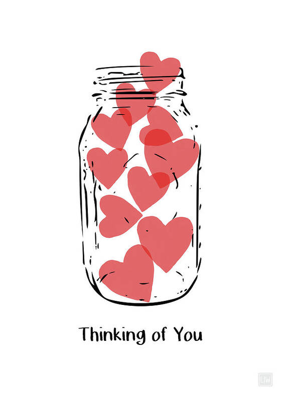 Hearts Poster featuring the mixed media Thinking Of You Jar of Hearts- Art by Linda Woods by Linda Woods