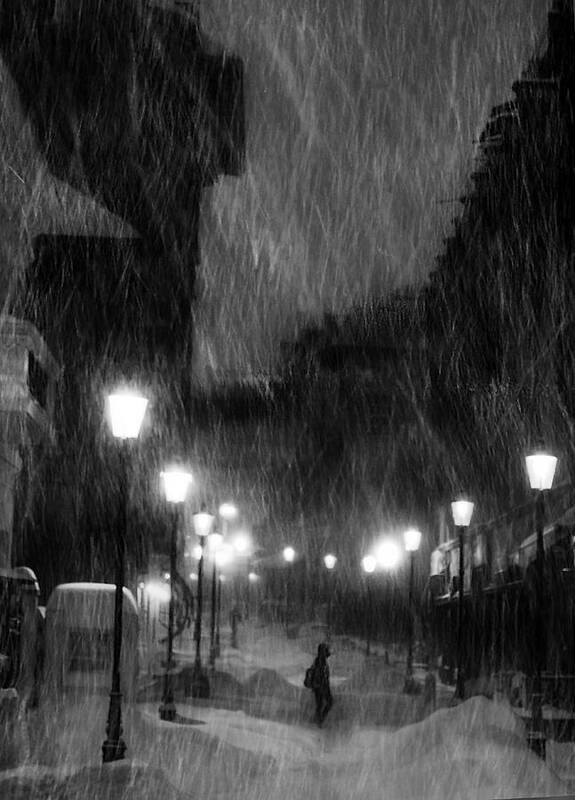 Bw Poster featuring the photograph Tombe La Neige ... by Cristian Andreescu