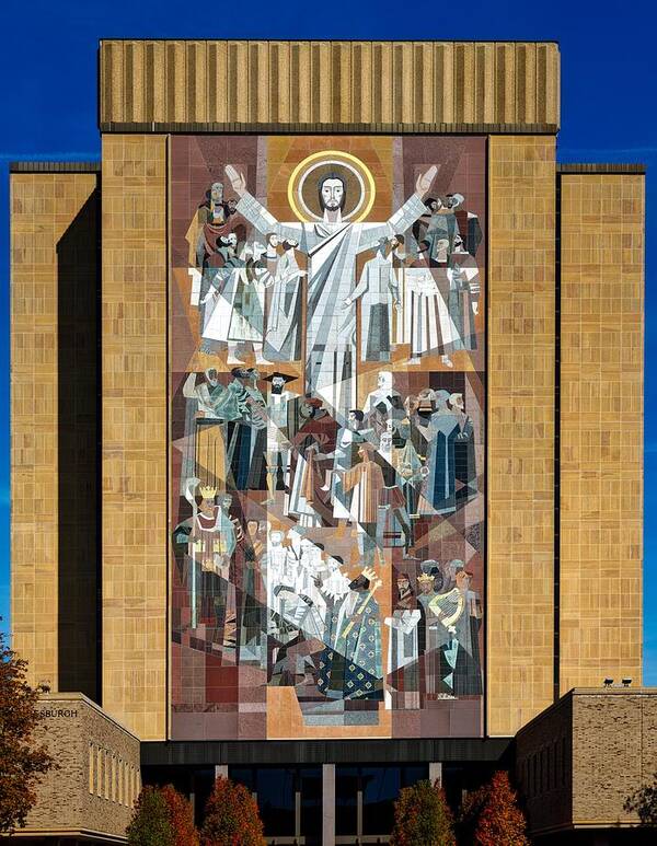 Hesburgh Library Poster featuring the photograph Touchdown Jesus - Hesburgh Library by Mountain Dreams