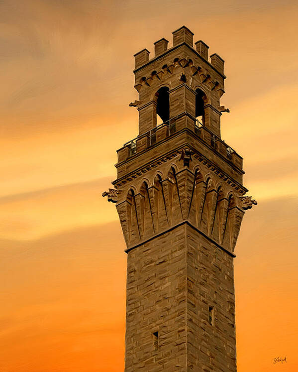 Pilgrim Monument Poster featuring the painting Tower Aglow by Sue Brehant