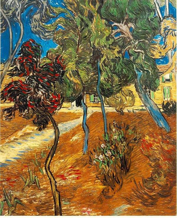 Vincent Van Gogh Poster featuring the painting Trees In The Garden Of The Asylum by MotionAge Designs