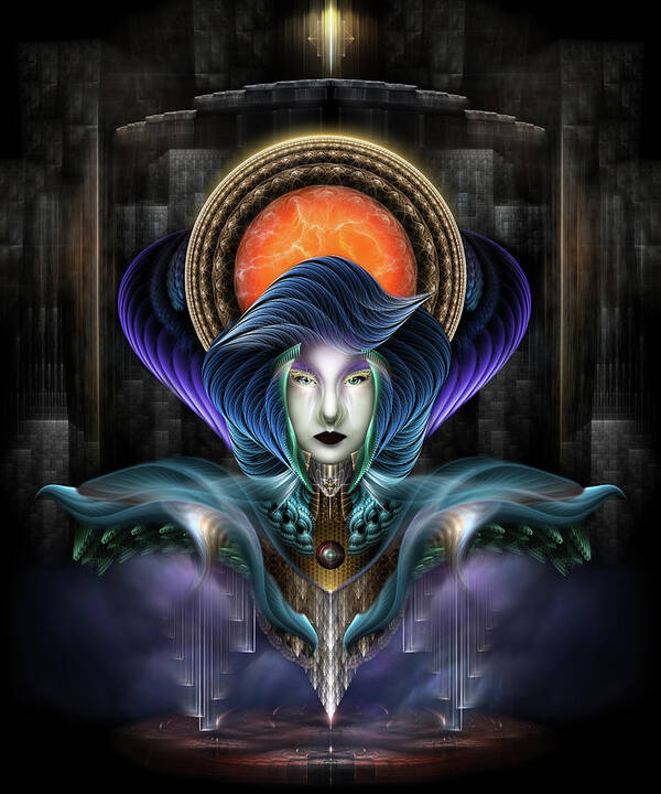 Fractal Poster featuring the digital art Trilia Goddess Of The Orange Moon by Rolando Burbon