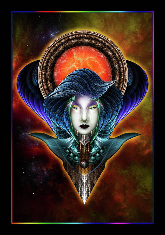 Fractal Poster featuring the digital art Trilia Red Nebula Fractal Art Portrait by Rolando Burbon