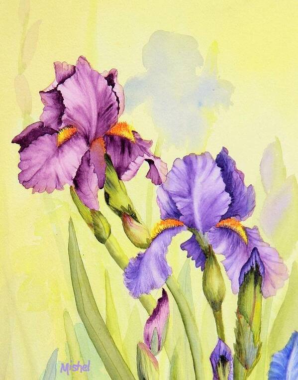 Iris Garden Poster featuring the painting Two Irises by Mishel Vanderten