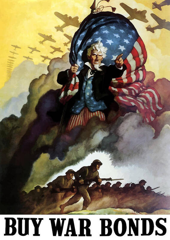 Uncle Sam Poster featuring the painting Uncle Sam - Buy War Bonds by War Is Hell Store