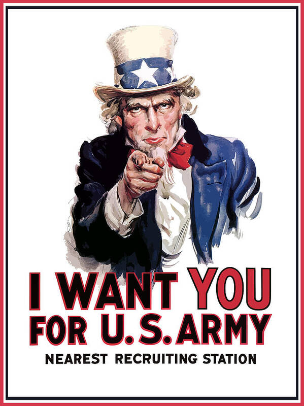 Ww2 Poster featuring the painting Uncle Sam -- I Want You by War Is Hell Store