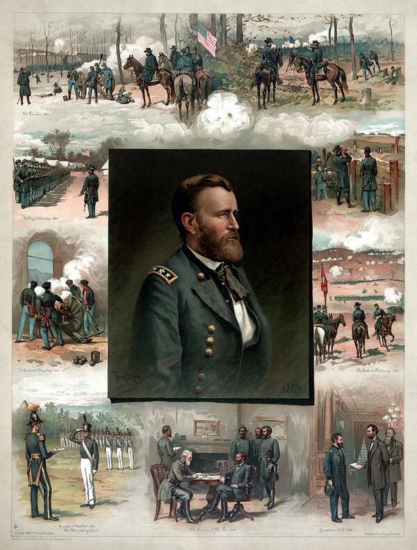 President Grant Poster featuring the painting US Grant's Career In Pictures by War Is Hell Store