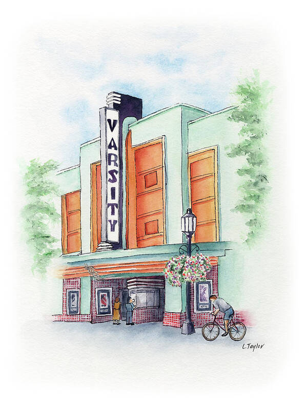 Old Theater Poster featuring the painting Varsity on Main by Lori Taylor