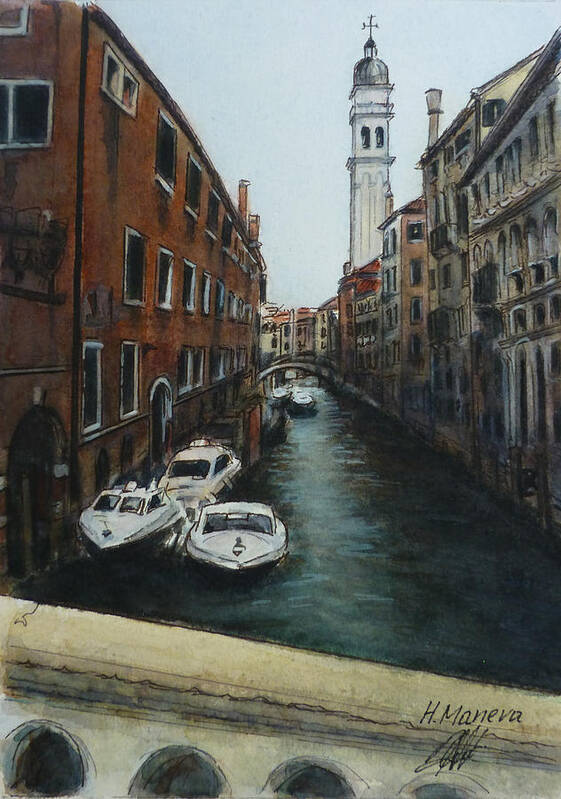 Venice Poster featuring the painting Venice III by Henrieta Maneva