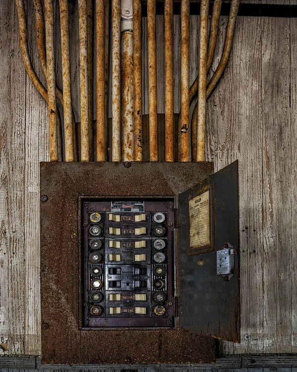 Electrician Poster featuring the photograph Vintage Electric Panel by Susan Candelario