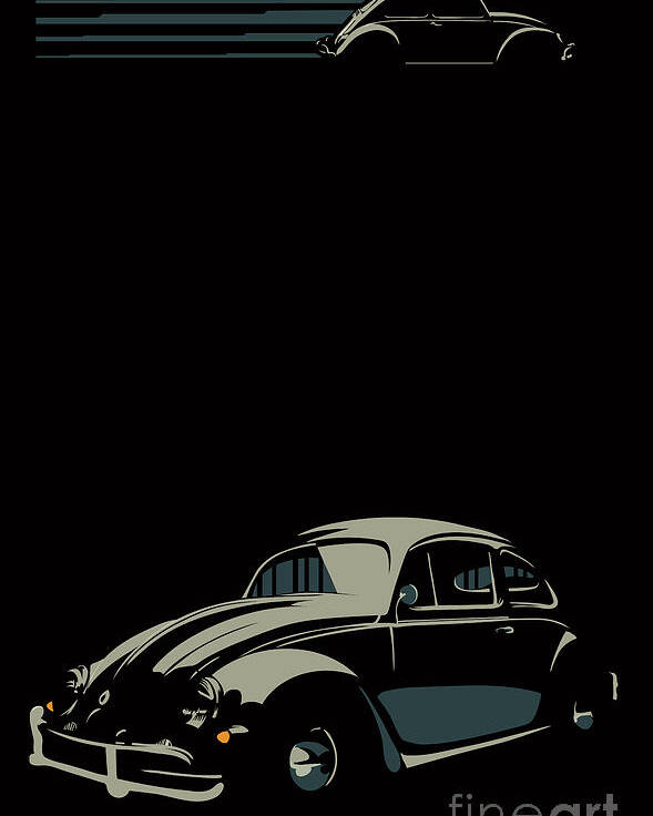 Bug Poster featuring the digital art VW beatle by Sassan Filsoof