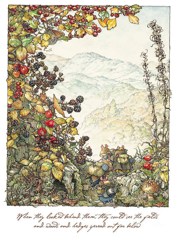 Brambly Hedge Poster featuring the drawing Walk to the High Hills by Brambly Hedge