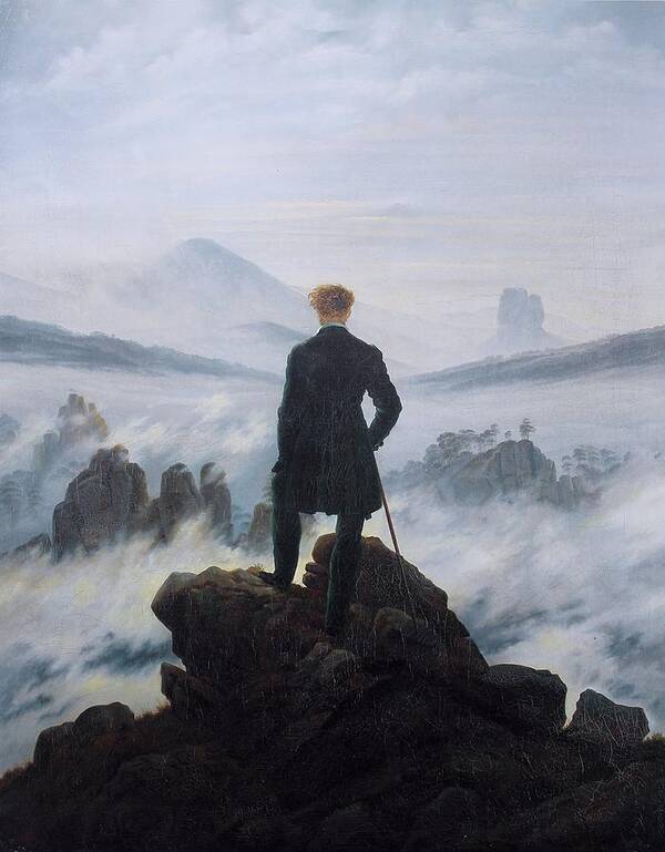 Caspar David Friedrich Poster featuring the painting Wanderer Above The Sea Of Fog by Caspar David Friedrich