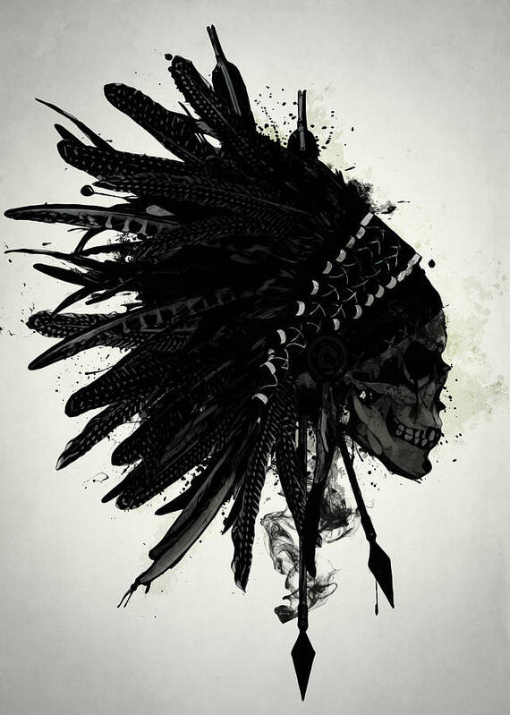 Indian Poster featuring the digital art Warbonnet Skull by Nicklas Gustafsson
