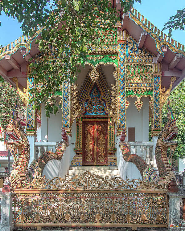 Scenic Poster featuring the photograph Wat Nam Phueng Phra Ubosot Entrance DTHLA0012 by Gerry Gantt