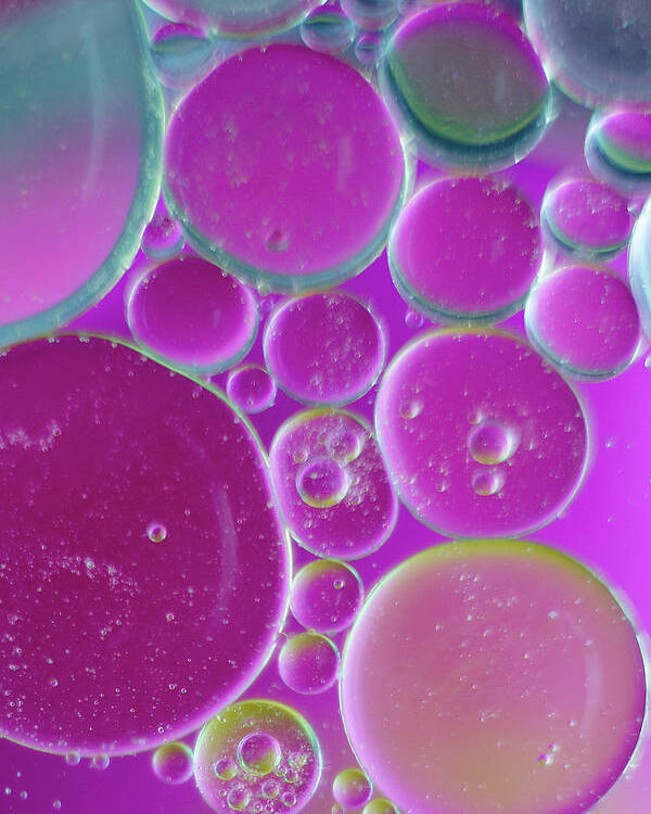 Water Poster featuring the photograph Water and oil bubbles by Andy Myatt