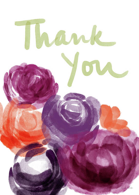 Thank You Poster featuring the painting Watercolor Roses Thank You- Art by Linda Woods by Linda Woods
