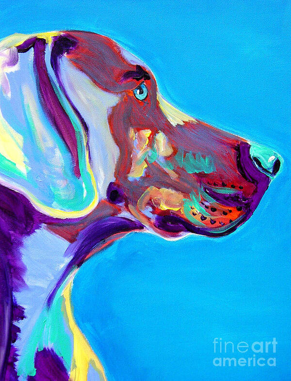 Dog Poster featuring the painting Weimaraner - Blue by Dawg Painter