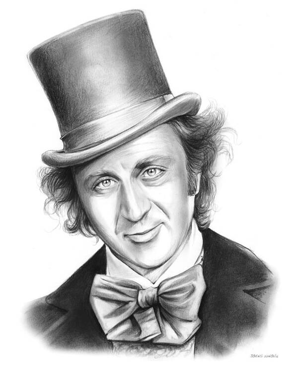 Willy Wonka Poster featuring the drawing Willy Wonka by Greg Joens