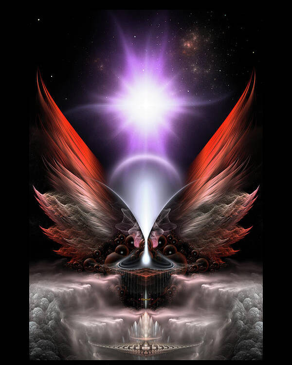Wings Of Anthropils Poster featuring the digital art Wings Of Anthropolis HC Fractal Composition by Rolando Burbon