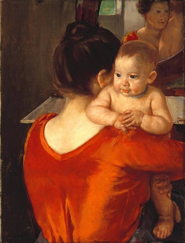 Mary Cassatt (american Poster featuring the painting Woman in a Red Bodice and Her Child by MotionAge Designs